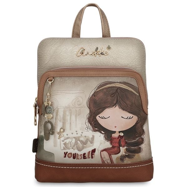 Brązowy Stylowy Damski Plecak Anekke. Brązowe plecaki Anekke, bez wzorów. Za 399.00 zł.