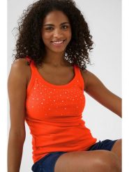 Kaffe Top w kolorze pomarańczowym rozmiar: M. Pomarańczowe topy Kaffe, m, bez wzorów, bez kołnierzyka, bez ramiączek. Za 56.99 zł.