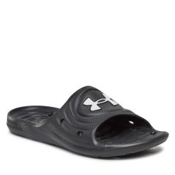 Klapki Under Armour. Czarne klapki Under Armour, bez wzorów, bez obcasa. Za 129.99 zł.