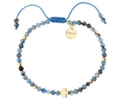 Bransoletka z mosiądzu pozłacana z kyanitami - koniczyna. Bransoletki Artelioni, pozłacane. Za 129.00 zł.