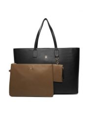 Tommy Hilfiger Torebka Th Icon Tote AW0AW18173 Czarny. Czarne shopper TOMMY HILFIGER, bez wzorów, ze skóry, bez dodatków. Za 649.99 zł.