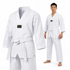 Dobok do Taekwondo standard bluza spodnie pas MOOTO. Białe bluzy DBX BUSHIDO, bez wzorów, z bawełny, bez kaptura. Za 119.00 zł.