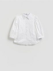 Koszula z haftem - biały. Białe koszule Reserved, l, bez wzorów, z bawełny, bez kołnierzyka, bez ramiączek. Za 109.99 zł.