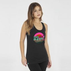 Koszulka na siłownię damska FEPLA czarna. Czarne bluzki LEGEA, bez wzorów, z bawełny, sportowe, bez kołnierzyka, bez ramiączek. Za 43.00 zł.