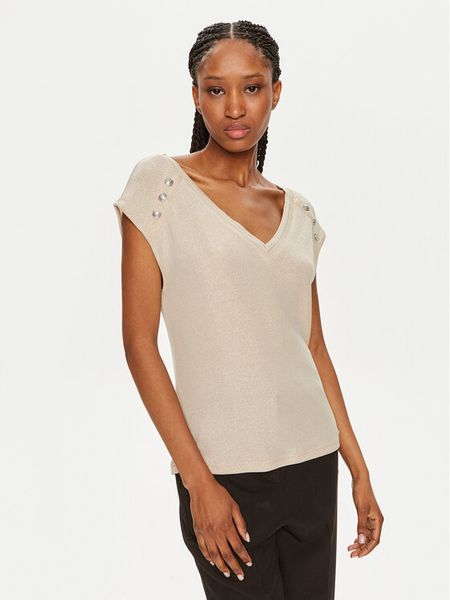 Morgan Bluzka 241-DILI Beżowy Regular Fit. Brązowe bluzki Morgan, s, bez wzorów, z syntetyku, bez kołnierzyka, bez ramiączek. Za 119.99 zł.