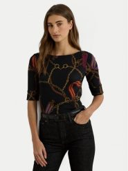 LAUREN RALPH LAUREN Bluzka 200980215001 Czarny Slim Fit. Czarne bluzki Lauren Ralph Lauren, xs, bez wzorów, z bawełny, bez kołnierzyka, bez ramiączek. Za 289.99 zł.