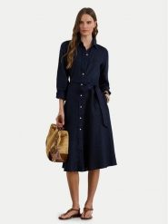 LAUREN RALPH LAUREN Sukienka koszulowa 200P13686002 Granatowy Regular Fit. Niebieskie sukienki Lauren Ralph Lauren, bez wzorów, ze lnu, bez kołnierzyka, bez ramiączek, koszulowe. Za 1,599.00 zł.