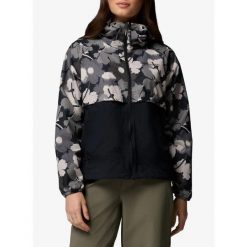 Kurtka wiatrówka damska Columbia Spire Valley Printed Windbreaker. Szare kurtki sportowe Columbia, bez wzorów, z softshellu, bez kaptura, trekkingowe. Za 296.99 zł.