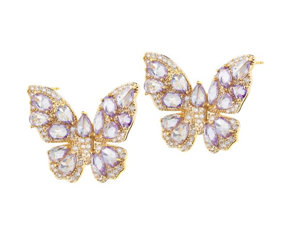 Kolczyki z mosiądzu pozłacane z cyrkoniami - motyl. Kolczyki Artelioni, z cyrkonią, pozłacane. Za 169.00 zł.