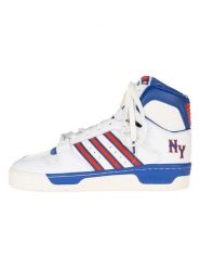 Adidas Skórzane sneakersy "Conductor Hi NY Rangers" w kolorze biało-niebiesko-czerwonym rozmiar: 39 1/3. Białe trampki Adidas, bez wzorów, za kostkę, bez zapięcia. Za 126.45 zł.