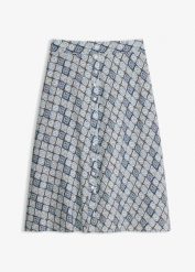 Rozkloszowana spódnica z wiskozy. Niebieskie spódnice bonprix, bez wzorów, z wiskozy, eleganckie, rozkloszowane. Za 47.99 zł.