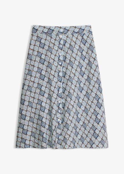 Rozkloszowana spódnica z wiskozy. Niebieskie spódnice bonprix, bez wzorów, z wiskozy, eleganckie, rozkloszowane. Za 47.99 zł.