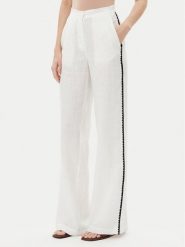 ICONA Spodnie materiałowe RP5LE005 Biały Relaxed Fit. Białe spodnie materiałowe ICONA, bez wzorów, ze lnu. Za 409.99 zł.