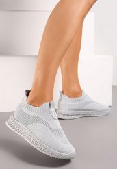 Szare Buty Sportowe ze Skarpetkową Cholewką Pinke. Szare obuwie sportowe Renee, z dresówki, bez zapięcia. W wyprzedaży za 59.49 zł.