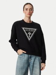 Guess Bluza W6YQ14 K4352 Czarny Relaxed Fit. Czarne bluzy Guess, xxl, z aplikacjami, z bawełny, bez kaptura. Za 394.99 zł.