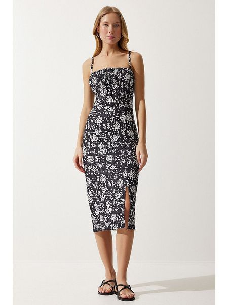 Happiness Istanbul Sukienka w kolorze czarno-białym rozmiar: 40. Białe sukienki Happiness Istanbul, bez wzorów, bez kołnierzyka, bez ramiączek, midi. Za 48.05 zł.