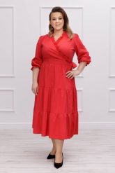 Zmysłowa czerwona bawełniana sukienka Harmony Chic plus size. Czerwone sukienki Moda Size Plus Iwanek, l, bez wzorów, z bawełny, eleganckie, bez kołnierzyka, plus size, bez ramiączek, mini. Za 379.90 zł.