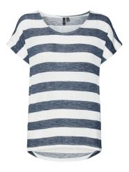 Vero Moda Koszulka w kolorze biało-granatowym rozmiar: S. Białe bluzki Vero Moda, s, bez wzorów, z wiskozy, klasyczne, bez kołnierzyka, bez ramiączek. Za 83.62 zł.