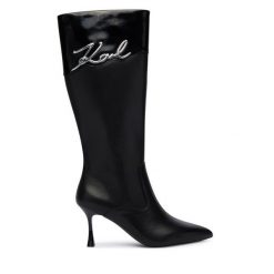 Kozaki KARL LAGERFELD. Czarne kozaki KARL LAGERFELD, bez obcasa, na szpilce, bez zapięcia. Za 1,459.00 zł.