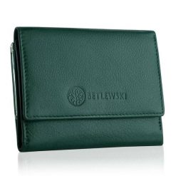 Portfel skórzany BETLEWSKI BPD-SS-14 ZIELONY. Zielone portfele bez wzorów. Za 139.99 zł.