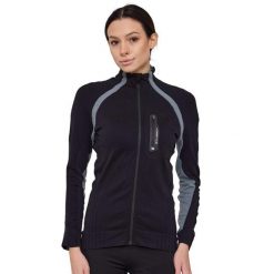 Bluza dresowa termoaktywna rozpinana damska Brubeck ACTIVE PRO. Czarne bluzy Brubeck, bez wzorów, z dresówki, bez kaptura. Za 254.15 zł.