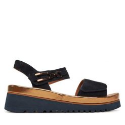 Sandały Ara. Niebieskie sandały Ara, bez wzorów, bez obcasa, na koturnie, bez zapięcia. Za 409.99 zł.
