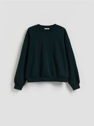 Bawełniana bluza - morski. Zielone bluzy Reserved, l, bez wzorów, z bawełny, bez kaptura. Za 119.99 zł.