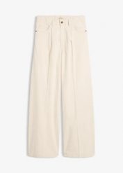 Jeansy super wide leg palazzo, mid waist. Niebieskie jeansy bonprix, bez wzorów. Za 147.99 zł.