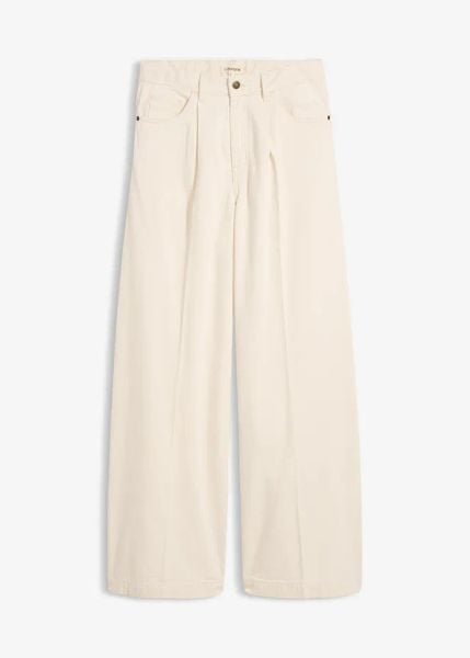 Jeansy super wide leg palazzo, mid waist. Niebieskie jeansy bonprix, bez wzorów. Za 147.99 zł.