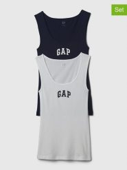 GAP Topy (2 szt.) w kolorze granatowym i białym rozmiar: XXL. Białe topy GAP, xxl, bez wzorów, bez kołnierzyka, bez ramiączek. Za 69.45 zł.