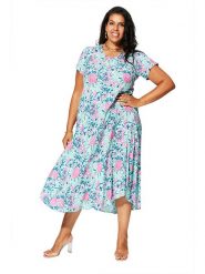 Aller Simplement Sukienka w kolorze błękitno-jasnoróżowym rozmiar: 46/48. Niebieskie sukienki Aller Simplement, bez wzorów, z wiskozy, klasyczne, bez kołnierzyka, bez ramiączek, midi. Za 78.99 zł.