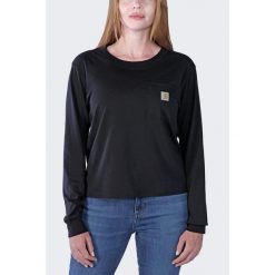 Koszulka bawełniana damska z długim rękawem Carhartt Lightweight Pocket. Czarne bluzki Carhartt, xl, bez wzorów, z bawełny, sportowe, bez kołnierzyka, bez ramiączek. Za 159.99 zł.