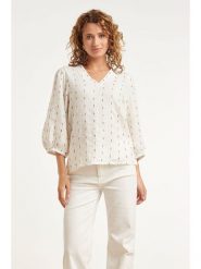 Smashed Lemon Bluzka w kolorze kremowym rozmiar: XL. Brązowe bluzki Smashed Lemon, xl, bez wzorów, z bawełny, bez kołnierzyka, bez ramiączek. Za 122.45 zł.