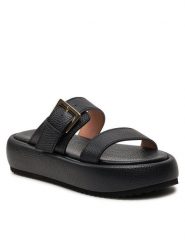 Pollini Klapki SA28245I0ITD0000 Czarny. Czarne klapki Pollini, bez wzorów, ze skóry, bez obcasa. Za 659.99 zł.