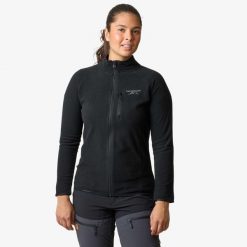 Bluza polarowa turystyka damska Swedemount Geilo Fleece Full Zip II wodoodporna. Czarne bluzy SWEDEMOUNT, na zimę, bez wzorów, z polaru, bez kaptura. Za 129.99 zł.