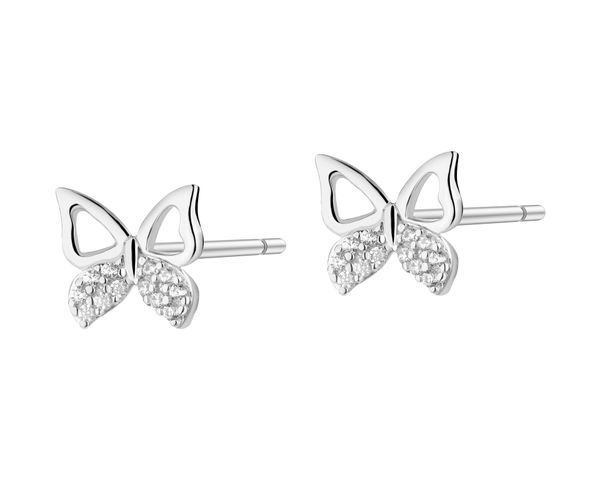 Kolczyki srebrne z cyrkoniami - motyle. Szare kolczyki Apart, z cyrkonią, srebrne. Za 109.00 zł.