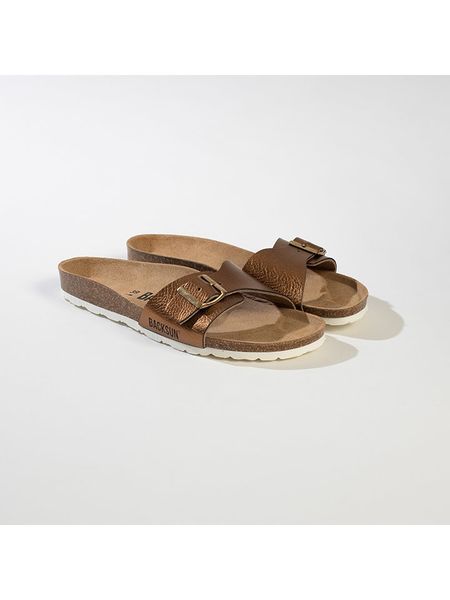 BACKSUN Klapki "Riva" w kolorze miedzianym rozmiar: 36. Brązowe klapki Backsun, bez wzorów, z otwartym noskiem, bez obcasa. Za 159.95 zł.