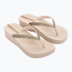 Japonki damskie Ipanema Mesh Chic Plat. Brązowe klapki Ipanema, bez wzorów, z gumy, bez obcasa. Za 94.99 zł.