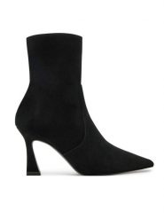 Stuart Weitzman Botki Vinnie Bootie SJ450 Czarny. Czarne botki Stuart Weitzman, bez wzorów, ze skóry, bez obcasa, na słupku, bez zapięcia. Za 2,879.00 zł.