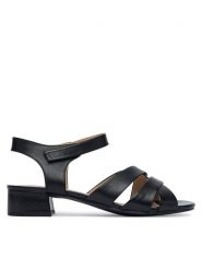 Caprice Sandały 9-28201-46 Czarny. Czarne sandały Caprice, bez wzorów, ze skóry, bez obcasa, na słupku, bez zapięcia. Za 229.99 zł.