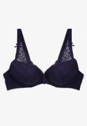 Granatowy Biustonosz z Efektem Push Up Quinata. Niebieskie biustonosze Renee, bez wzorów. Za 44.99 zł.