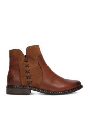 Rieker Botki CEO-Z4951-24 Brązowy. Brązowe botki Rieker, bez wzorów, ze skóry, bez obcasa, na płaskiej podeszwie, bez zapięcia. Za 389.99 zł.