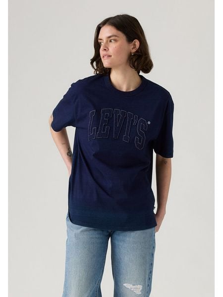 Levi's Koszulka w kolorze granatowym rozmiar: M. Niebieskie bluzki Levi's®, m, bez wzorów, z bawełny, bez kołnierzyka, bez ramiączek. Za 96.14 zł.