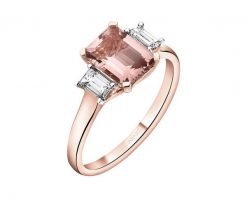 Pierścionek z różowego złota z diamentami i morganitem - próba 585. Czerwone pierścionki Apart, z diamentem, złote. Za 9,290.00 zł.