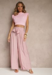 Różowe Wiskozowe Spodnie High Waist o Szerokim Kroju Aranisa. Czerwone spodnie materiałowe Renee, na co dzień, m, z aplikacjami, z jeansu, z podwyższonym stanem. Za 69.99 zł.