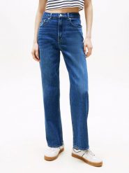 TOMMY JEANS Dżinsy - Straight fit - w kolorze granatowym rozmiar: W27/L30. Niebieskie jeansy Tommy Jeans, l, z aplikacjami, z podwyższonym stanem. Za 214.70 zł.