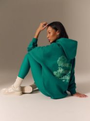 4F Bluza dresowa loose z kapturem damska - zielona M. Zielone bluzy 4f, m, bez wzorów, z dresówki, z kapturem. Za 189.99 zł.