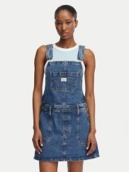 Guess Jeans Sukienka jeansowa W6GK25 D5M4O Niebieski Regular Fit. Niebieskie sukienki Guess Jeans, m, z aplikacjami, z bawełny, bez kołnierzyka, bez ramiączek. Za 439.99 zł.