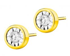 Kolczyki z żółtego i białego złota z brylantami - 0,20 ct - próba 585. Białe kolczyki Apart, z brylantem, złote. Za 3,290.00 zł.