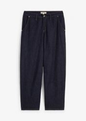 Dżinsy Balloon mid waist, cropped. Niebieskie jeansy bonprix, bez wzorów. Za 159.99 zł.